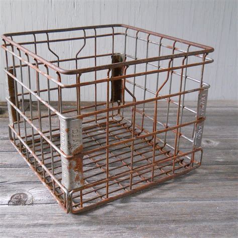 vintage metal milk crates